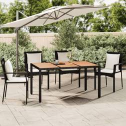 vidaXL Gartentisch Mit Holzplatte Schwarz 150 x 90 x 75 cm