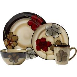Pfaltzgraff Painted Poppies 16-Piece Stoneware Dinnerware Service for 4 Dinner Set 16pcs