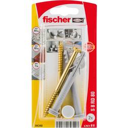 Fischer Grey Nylon & Steel Toilet Floor Fixing Kit 80mm, Pack Of 2