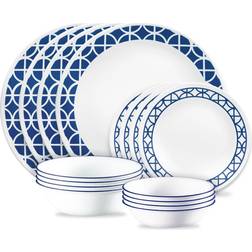 Corelle Cobalt Circles 16-piece Dinner Set 16pcs
