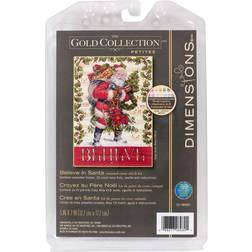 Dimensions Gold Petite Counted Cross Stitch Kit 5 X7 -Believe In Santa 18 Count