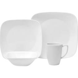 Corelle 16-Piece Vitrelle Glass Pure White Chip and Break Resistant Service for 4 Dinner Set 16pcs