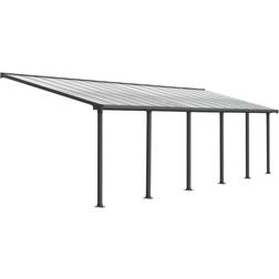 Palram Gris Pergola Adossée Aluminium Gris Polycarbonate Olympia 3 x 9.2 m