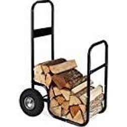 Relaxdays Carrello per Legna, da Trasposto, in Acciaio, con 2 Ruote, Contenitore, Capacità di Carico Fino a 60 kg, Nero