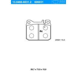 ATE Bremsbelagsatz MERCEDES-BENZ 13.0460-6031.2 0004207420,0004207520,0014200920 0014209220,0025862042,0025864142,0034203620,0034207420,A0004207420