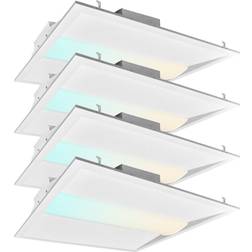 Luxrite 2x2 FT LED Troffer Panel Light 20/30/40W 3 Color Selectable Dimmable 2500/3750/5000 Lumens Damp Rated 4-Pack