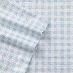 Micro Flannel Seersucker Wrinkle Deep Pocket Bed Sheet Blue