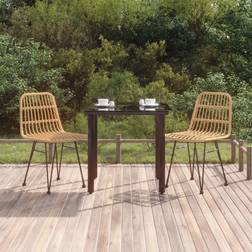 vidaXL 3 Piece Garden Poly Rattan Patio Dining Set, 1 Table incl. 2 Chairs