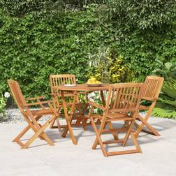 vidaXL 5 Piece Garden Solid Wood Acacia Brown Patio Dining Set, 1 Table incl. 4 Chairs
