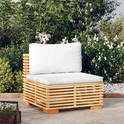 vidaXL Patio Furniture Outdoor Sofa Couch With Cream Cushions Solid Wood Teak Canapé Modulaire