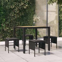 vidaXL Poggiapiedi Da Giardino Con Cuscini 4pz Nero In Polyrattan