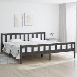 vidaXL Estructura De Cama Doble Sin Colchón Madera Maciza Gris 180x200 cm