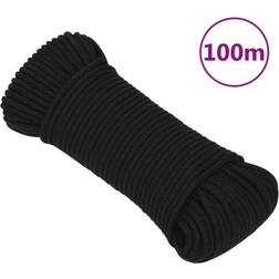 vidaXL Work Rope Black 3 mm 100 m Polyester