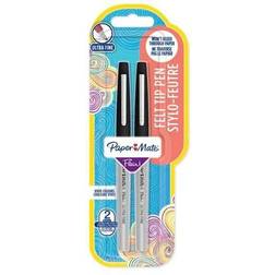 Paper-Mate Flair Felt Tip Pens Ultra-Fine Point 0.4mm Black Ink 2 Count Bestillingsvare, 13-14 dages levering