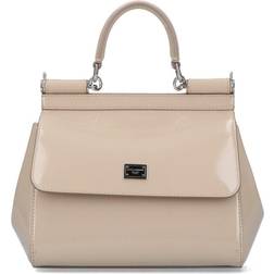 Dolce & Gabbana Kim Sicily Small Patent Satchel Beige