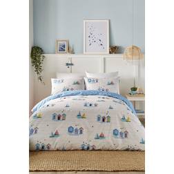 Fusion Beach Huts Beach Print Duvet Cover Blue