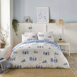 Fusion Beach Huts Beach Print Care Duvet Cover Blue