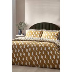 Hoem Zabine Abstract Geometric Rich Reversible Duvet Cover Yellow