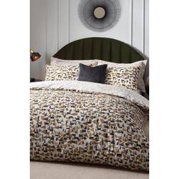 Hoem City Abstract Geometric Rich Reversible Duvet Cover Multicolour, Brown, Beige