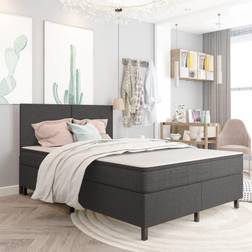vidaXL Boxspring Stof Donkergrijs 180x200 cm