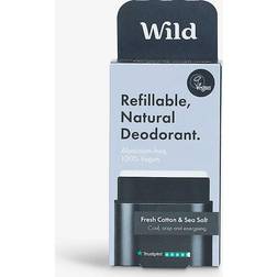 Wild Men's Black Case and Fresh Cotton and Sea Salt Deodorant Refill