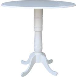 International Concepts White 42-Inch High Round Top Drop Leaf Dining Table