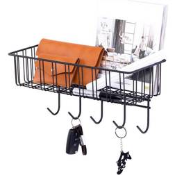 Basicwise Metal Mounted Entryway Organizer Rack with Coat Hook