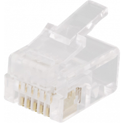 Deltaco Modular connector RJ12, 6P6C, 20-pack, gennemsigtig
