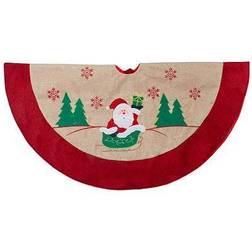 Northlight Santa Claus Burlap & Embroidered Skirt Christmas Tree Skirt