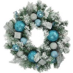 Northlight 24 Unlit Flocked Artificial Pine with Sequined Ornaments Wreath Christmas Decoration