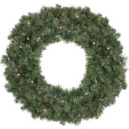 Northlight B/O Pre-Lit LED Canadian Pine Artificial Wreath Clear Lights Christmas Decoration