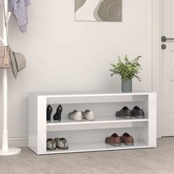 vidaXL Zapatero Madera Contrachapada Blanco Brillo 100 x 35 x 45 cm Organizador de zapatos