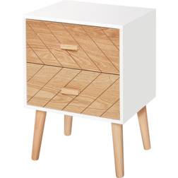 Homcom Nordic style Natural /White Bedside Table 30x40cm