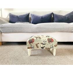 Equestrian Fabric with Cream Foot Stool