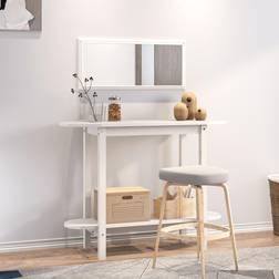 vidaXL 110 x 40 x 80 cm Massivt Fyrretræ Hvid Konsolbord