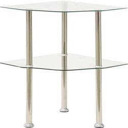vidaXL Sidebord Med Hylde 38 x 38 x 50 Hærdet Glas Transparent Småbord