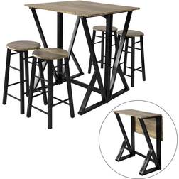 SoBuy OGT24-N Set 1 + 4 Chaises Ensemble Marron Table de bar 2pcs