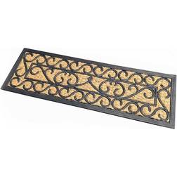 Homescapes Scroll Rubber Coir Brown, Black, Natural