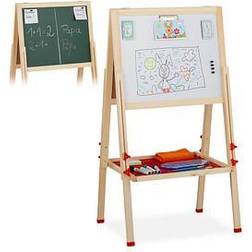 Relaxdays Tableau enfant blanc et craie réglable en hauteur Blanc