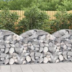 vidaXL Buet gabionkurv 100x50x80/100 galvaniseret jern 100x100cm