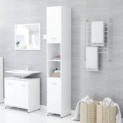 vidaXL Mobile Da Bagno Bianco 30 x 30 x 183.5 cm In Legno Multistrato