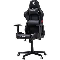 Elite Gaming-Stuhl DESTINY, Rücken- & Nackenkissen, Wippmechanik, bis 170kg, Sitzhöhe 45-55, MG200 Schwarz