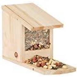 Relaxdays Squirrel Feeder for Placing, Wood, Weather-Resistant, HxWxD: