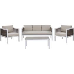 Beliani Jardín 5 Plazas Metal Blanco Marrón 2 Sillones Cojines Moderno Borello Conjunto de Sala de Exterior