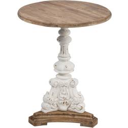 Benjara 27 Inch Side End Mango Wood, Round Small Table