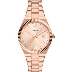 Fossil Scarlette à trois aiguilles avec date en acier inoxydable doré rose Doré rose