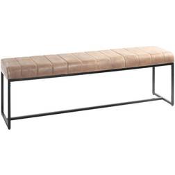 Banc XL Métal Laqué Noir Et Cuir Marron Banquette