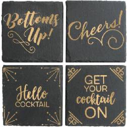 American Atelier Slate Gold Set of 4 Coasters Square 4X4 Coaster 4pcs
