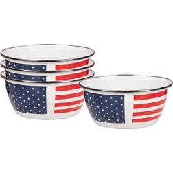 Golden Rabbit Enamelware Stars & Stripes Pattern Salad Bowl