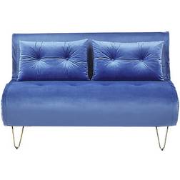 Beliani Vestfold Tweezitsbank Blauw Fluweel